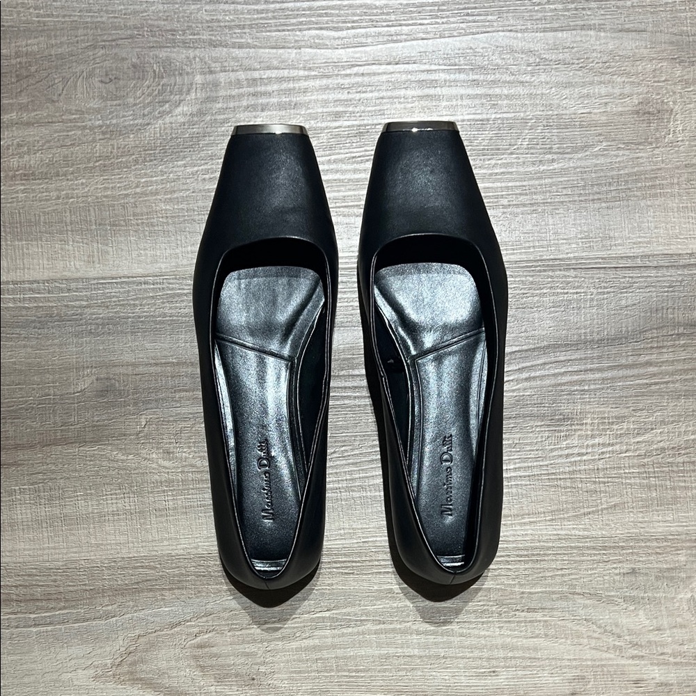 Massimo Dutti Women's Black Square-Toe Flats